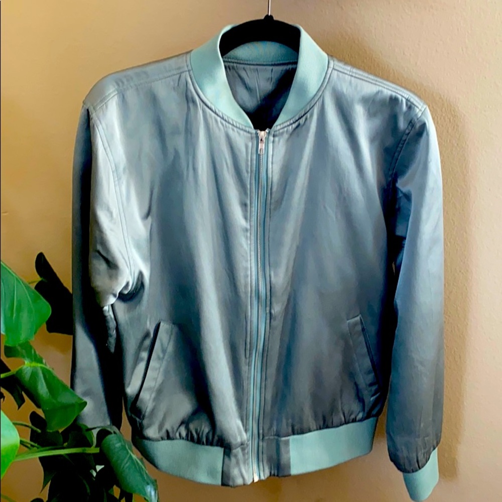 MAP Sage green satin bomber jacket